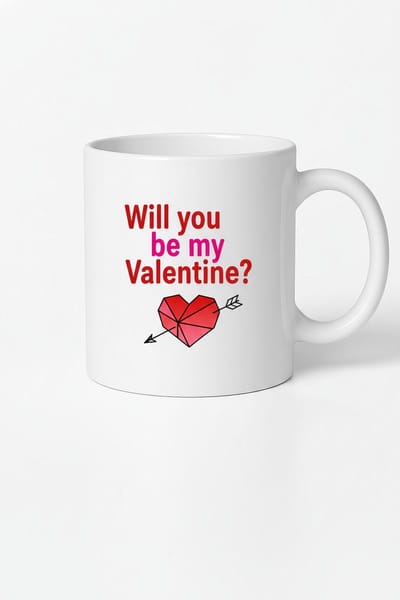 Valentijnsdag Mok 'Will you be my Valentine?' met Hart & Pijl - Romantisch Cadeau Beker