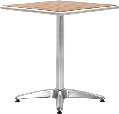 Vierkante tuintafel - Balkontafel bistro - Buiten genieten - WPC met aluminium - 60x60x70 cm - Zilver