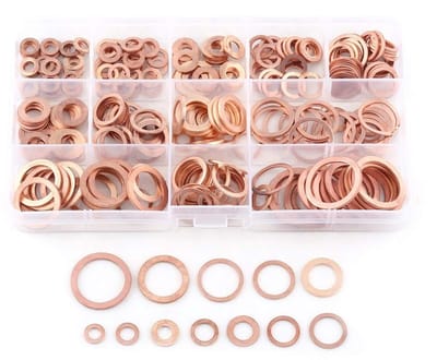 Dailygoods- Ringenset Duurzaam 280-delig - Platte Ringen - Diverse Maten - Beschermt Oppervlak - Hoogwaardig Kopermateriaal - Ideaal voor Meerdere Toepassingen - Platteringen