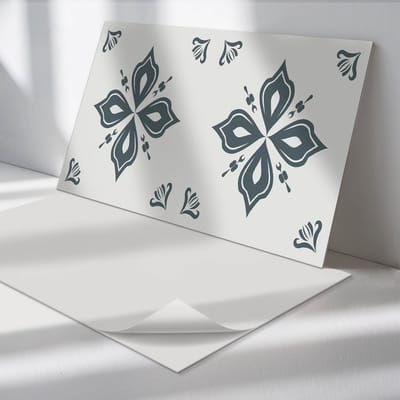 Wallfluent Vinyl Wandpaneel - Bloemmotief in het kruis Wandpaneel PVC - 100 cm x 50 cm - Grijs Vinyl Wandpaneel - Set van 1 - Rechthoekig Wandbekleding Vinyl - Texturen Wandpaneel - Zelfklevend Wandpaneel - Wandpaneel Keuken en Badkamer