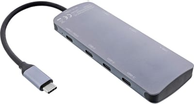 InLine USB hub (USB-C) | 3x USB-A + 4x USB-C (1x PD 100W) | USB3.1 10 Gbps | aluminium | 0,15 meter