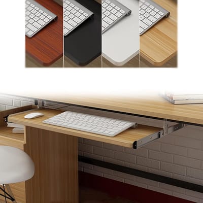 Toetsenbordlade Onder Bureau - Uitschuifbare Plank - Ergonomisch Werken - In Hoogte Verstelbaar - 54 60 70 cm - Houtkleur