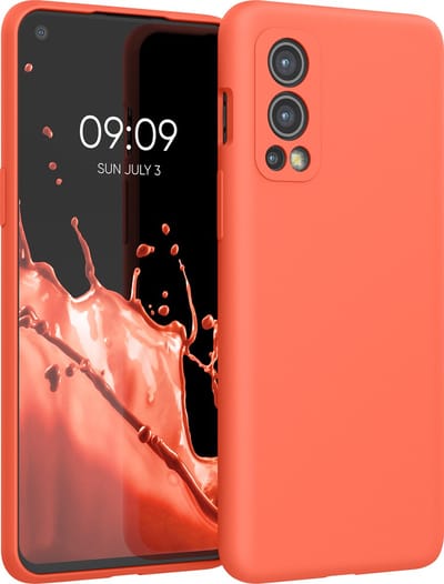 kwmobile telefoonhoesje geschikt voor OnePlus Nord 2 5G - Hoesje met siliconen coating - Smartphone case in neon koraal