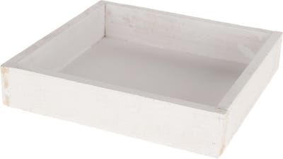 Kaarsenbord/plateau - vierkant - hout - wit - 20 x 20 cm - Kaarsenonderzetter