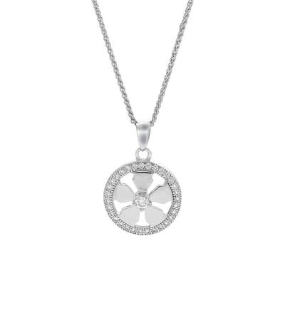 Orphelia ZH-7298 - Hanger Flower n Circle + ketting - Zilver 925 - Zirkonia - 1.3 cm