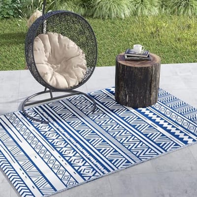 Omkeerbaar buitentapijt in grafische stijl - 274 x 182 cm - waterdicht en UV-bestendig
