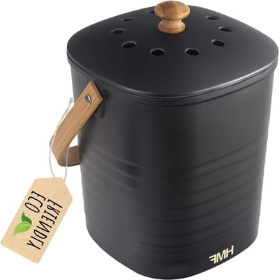 Bio-afvalemmer keuken - geurdichte compostemmer met deksel - 3 liter - zwart - duurzaamenergiezuinigheid