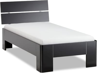 B Bright Fresh 400 Bed met Hoofdbord 90x210cm - Bedframe Zwart - Eenpersoonsbedden - Instaphoogte: 40cm