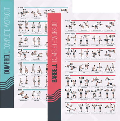Trainingsposters voor Halter- en Barbell Oefeningen - Set van 2 - Ideale Gids voor Thuisfitness
