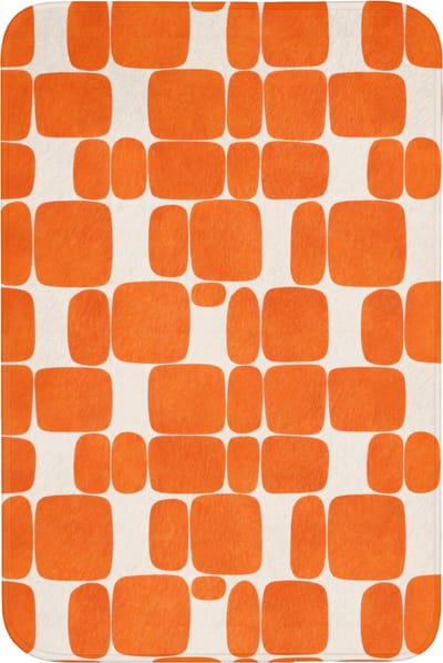 Badmat 60x90 cm - Antislip - Patroon - Retro - Oranje - Badmatten voor badkamer - Badkamermat - Douchemat - Badkamer mat