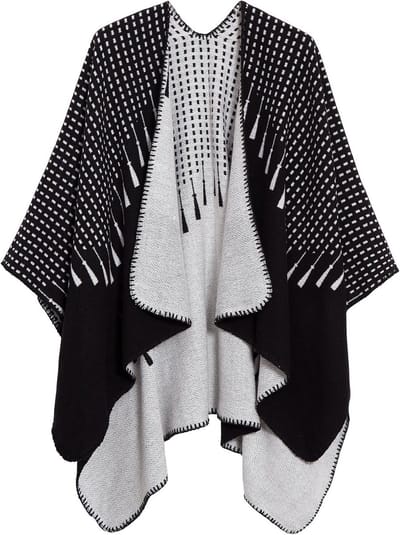 Dames Poncho - Gebreide Cape - Warm Blijven - Open Voorkant - One Size - Zwart