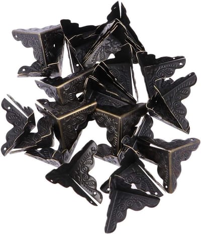 Metalen Decoratieve Hoekbeschermers voor Kisten en Meubels - Vintage Stijl Zwart