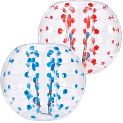 VEVOR Opblaasbare Bump Ball Bumper Ball 2-pack 1,2 m x 1,03 m, menselijke botsingsbal, PVC-lichaamsbubbel-stuitbal voor buitenactiviteiten, opblaasbare bumperbal met rode en blauwe stippen