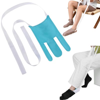 Hulpmiddel voor het dragen van sokken - Sokkenaantrekmachine voor ouderen - Sokken dragende assistent voor zwangere vrouwen - Ontwerp met drie vingers - Voor ouderen, zwangere vrouwen, mensen met beperkte mobiliteit (Blauwgroen - 22,5*12,5 cm)