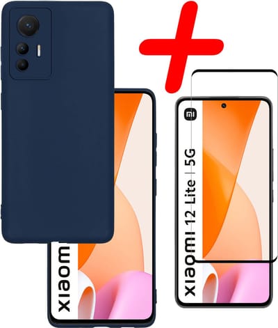 Hoesje Met Screenprotector - Geschikt voor Xiaomi 12 Lite - Sterk & Shockproof - Back Cover - Siliconen Case - Telefoon Hoes - Donkerblauw