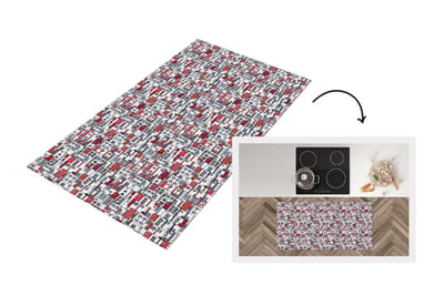 Keukenloper - Loper keuken - Stad - Patroon - Huizen - 120x60 cm - Keukenloper vinyl