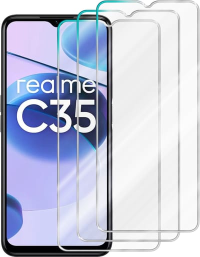 Cadorabo 3x Screenprotector geschikt voor Realme C35 - Beschermende Pantser Film in - Getemperd (Tempered) Display beschermend glas in 9H hardheid met 3D Touch