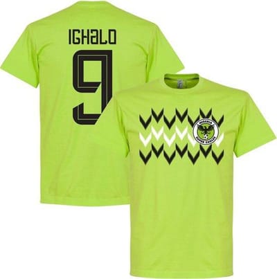 Nigeria Pattern Ighalo 9 Team T-Shirt - Lichtgroen - S
