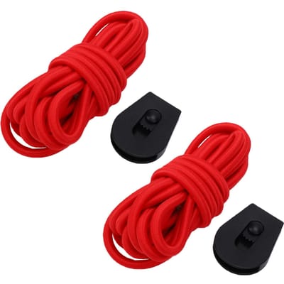2 stuks Elastische Bungee Koorden Kajak Stretch Touw met Antislip Gesp voor het Vastzetten van Items Op Paddleboard 250cm Lengte 5mm rood