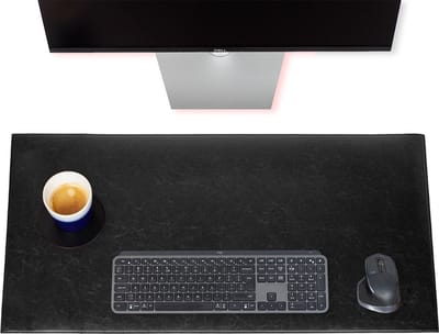 Brute Strength - Luxe Bureau Onderlegger Kunstleer - Zwart - Bureau Organizer - 80x40 cm - Thuiswerken - Bureaumat - Kantoor accessoires - Computer mat