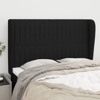 vidaXL - Hoofdbord - met - randen - 147x23x118/128 - cm - stof - zwart