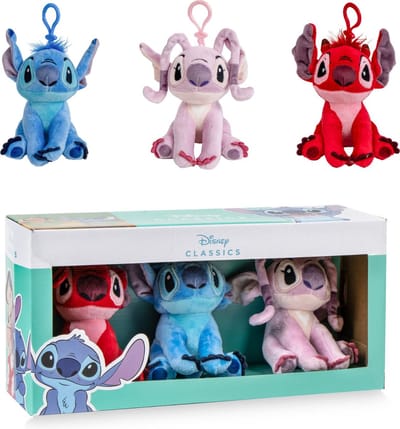 Disney Stitch Angel en Leroy Knuffels Tassenhanger - Hoogte 12cm - 3 Knuffels