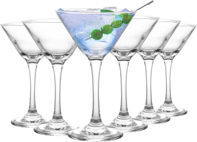 Set van 6 Kristallen Martini Glazen - Cocktail Glazen voor Feesten, 160 ml, Vaatwasserbestendig en Elegant Design
