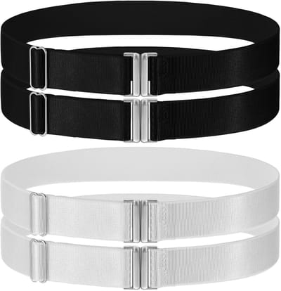 Dailygoods - oruola 2 paar dijkousen voor vrouwen, verstelbare dijkousen, kousenband met metalen gesp, elastische dijkousen voor feest en bal, punk gotische kousenbanden voor vrouwen Zwart & Wit, Zwart & Wit, 45x2