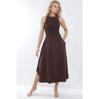 Mouwloze Midi-jurk met Ronde Hals