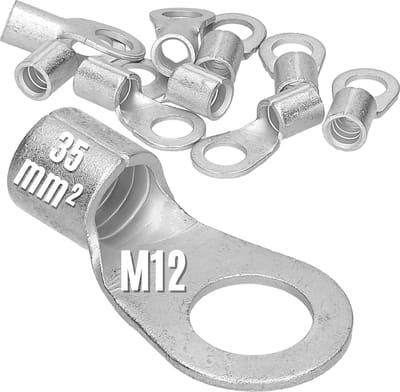 10 stuks Kalitec Q35-12 krimpkabelschoen 35mm² M12 I ongeïsoleerd I doornpersing I voor soepele, fijne en ultrafijne draadgeleiders I kabelschoen 35mm² volgens DIN 46234