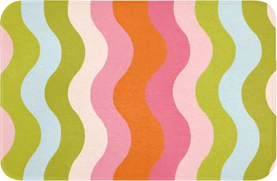 WC mat 60x40 cm - Antislip - Banen - Golven - Kleurrijk - Verticaal - Toiletmat - Vloermat - Douchemat - Toilet tapijt - Toiletmatten
