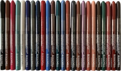 Leticia Well - Set met 24 tinten Lippotlood en Oogpotlood draaibaar zacht/Automatic Eyeliner Lipliner Soft - Zwart/Wit/Blauw/Groen/Grijs/Zilver/Turquoise/Rood/Roze/Lila-Paars/Bruin - Set met 24 stuks