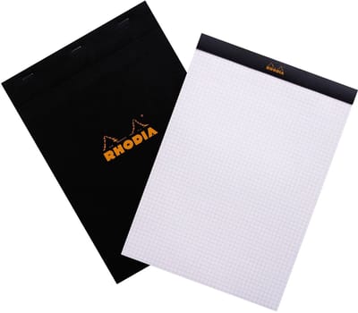 Rhodia Schrijfblok - Notitieblok - N18 - A4 - Ruit - 5x5 mm - 80g - Zwart - 80 vel