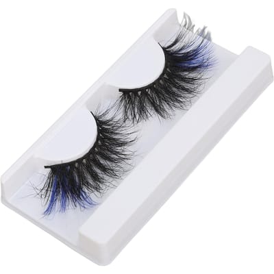 1 Paire 25mm Cils Faux Bleus Femmes Élégant Fête Costumée Réutilisables Longs Bouclés Colorés Faux Cils 697A‑3C white