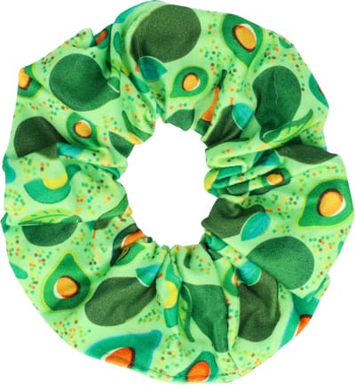 Haarsoires Haarelastiek Scrunchie – Avocado Print – Gladde Stof – Groen - Haarkrinkel - Haar Elastiek met Stof - Zacht & Haarvriendelijk