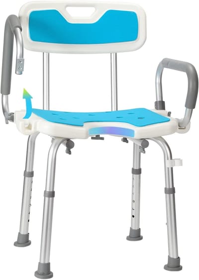 Douchestoel voor Senioren en Gehandicapten - Verstelbare Hoogte 56-69 cm - Antislip Zitvlak - Veilige Badstoel