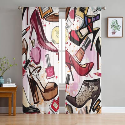 Transparante Gordijnen Voor Woonkamer Hoge Hakken Cosmetica Retro Kinderkamer Balkon Grote Gordijnen Keuken Eetkamer Gordijnen 135W x 114H(cm)