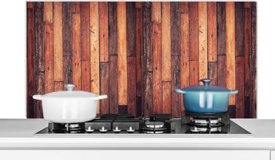 Spatscherm keuken 120x60 cm - Kookplaat achterwand Plank - Vintage - Patroon - Muurbeschermer - Spatwand fornuis - Hoogwaardig aluminium
