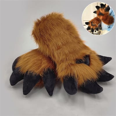 Handgemaakte Cartoon Draak Dierlijke Poot Handschoenen Schattige Anime Fursuit Accessoire Kawaii Cosplay Klauw Poppen Rekwisieten Voor Furry Conventie 1 Pair brown