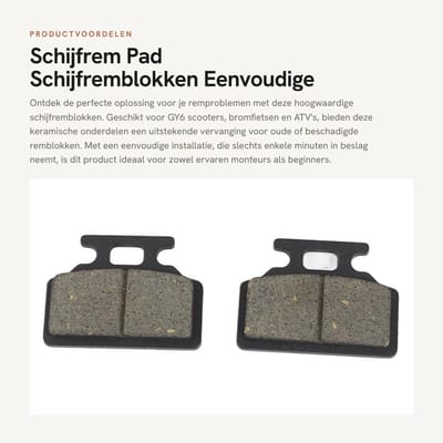 Dailygoody - Schijfrem Pad - Schijfremblokken - Eenvoudige installatie - Geschikt voor GY6 scooter - Keramische onderdelen - Ideaal voor bromfiets