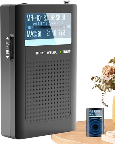 Draagbare Radio - AM FM Radio - Kamperen en Reizen - Energiezuinig Ontwerp - 5.6x2.0x9.2 cm - Zwart