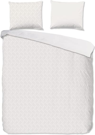 Pure dekbedovertrek geometrische print - 2 persoons 200x200/220 cm - Wit Zand - Microvezel