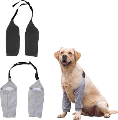 Kniebandage voor Honden, Set van 2, Maat XXL, Herstel Sleeve voor Honden met Ademende Elleboogkussens, Bescherming voor Gewrichten en Knieën