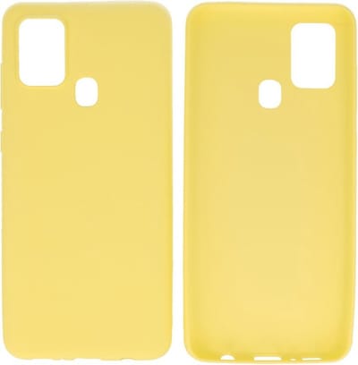 Bestcases Color Telefoonhoesje - Backcover Hoesje - Siliconen Case Back Cover Geschikt voor Samsung Galaxy A21s - Geel