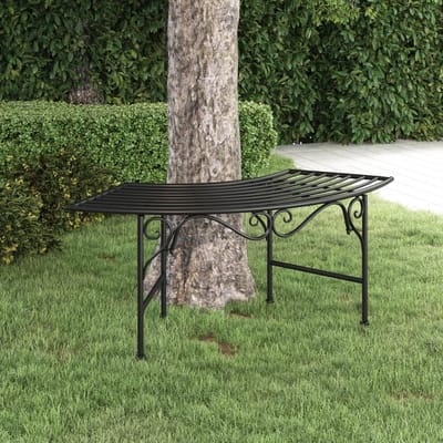 Boombank Staal - Boomzitje Buiten - Ontspannen in Tuin - Weerbestendig Materiaal - 113 cm Breed - Zwart