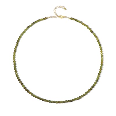 Cavill - Vergulde 925 Zilveren Halsketting met groene Vesuvianiet 0.886 ct - Ronde Edelstenen - Verstelbare Elegante Damesketting