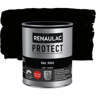 Renaulac Houtlak Protect - Hoogglans - Gitzwart Ral 9005 - 750ml