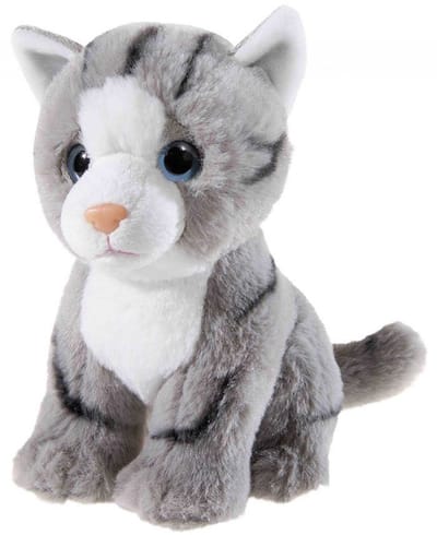 Heunec knuffel kat grijs 22cm speelgoed pluche kat.