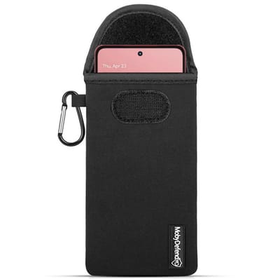 MobyDefend Hoesje - Geschikt voor Motorola Moto G86 - Neopreen Pouch Met Karabijnhaak - Insteek - Riemlus - Zwart
