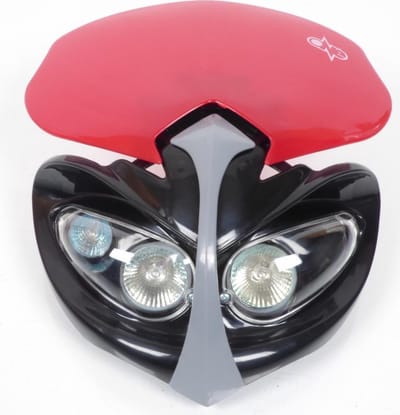 koplamp plaat een voor auto enduro diamant zwart en rood nieuw